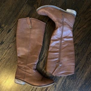 Brown knee high boots